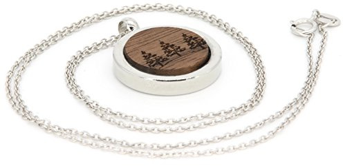 NaturSchatulle Kette mit Anhänger Holz Gravur Halskette Holzanhänger Medaillon Silber 925 Damen Kettenanhänger Amulett Holzschmuck Charms 50cm