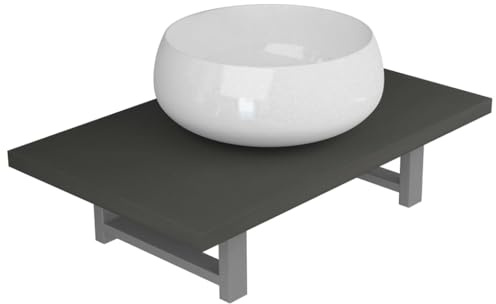 vidaXL 2-TLG. Badmöbel-Set Waschtisch Aufsatzwaschbecken Keramik Grau
