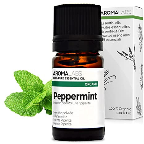 BIO - Peppermint Essential Oil - 5mL - 100% Pure, Natural, Chemotyped and AB Certified - AROMA LABS (French Brand)