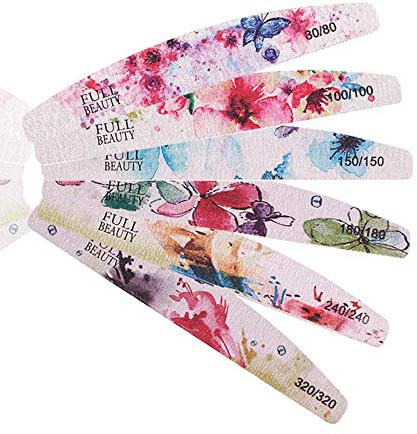 NA Set di 6 lime per unghie in gel professionale per unghie, lavabili, a doppia faccia, per manicure, strumenti per la cura delle unghie 80/100/150/180/240/320