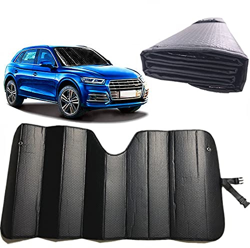 GWUSKDT Car Windshield Sunshade, Sun Protector,Foldable Front Window Shade-Thicken 5-Layer Bubble for Auto Windshield UV Protection and Heat Reflector 58x 27.5 (Black)