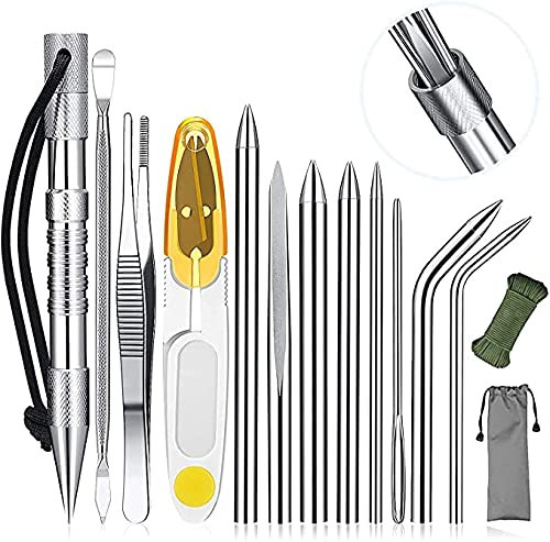 GutView Lot de 12 jeux de paracorde FID en acier inoxydable, outil de lissage, outil pour nouer pour faire des bracelets et des travaux de paracorde en cuir (SILVER)