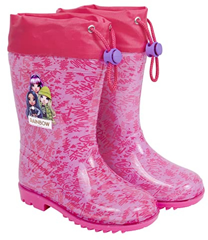 PERLETTI Bottes de Pluie Rainbow High - Bottines Imperméables Fille Lilas et Rose - Chaussures de Qualité Protection Neige et BOU - Galoches Enfant Coloré Semelle Antidérapante (Fuchsia, 26/27 EU)