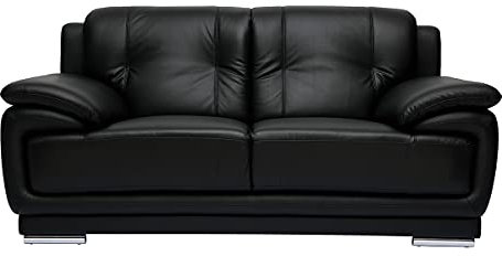 Miliboo Design-Ledersofa schwarz Zwei Plätze Büffelleder Tamara