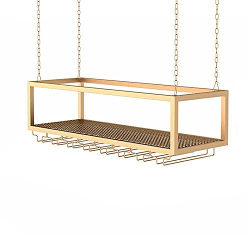 Rack di Vino di Ferro Soffitto Portabottiglie a Parete Sospeso Supporto in Vetro Porta Bottiglie Barre da Muro Scaffale Vini Mensola del Vino Porta Bicchieri di Vino Portabicchieri - Ferro Battuto