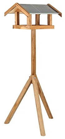 Rivanto® Vogelhaus mit Vogelfuttersilo, 45 x 60 x H 118 cm, rechteckiges Stahldach, Eichenholz