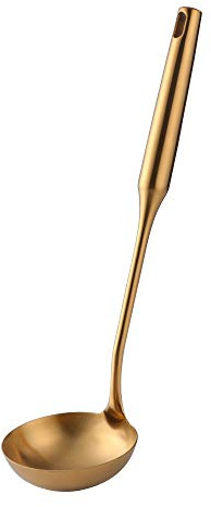 SBOMHS Schöpflöffel Edelstahl 18/10 Schöpfkelle Suppenkellen Langer Stiel 34 CM/ 13,4 Inch Gold Matt Breite 9,2 CM/ 3,6 Inch