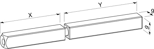 ECO Vierkantstift 9 mm geteilt 65/85 mm (Drückerstift) für Türgriffe, Türbeschlag Vierkant Stift, Stahl verzinkt