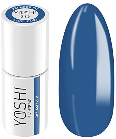 Yoshi Smalto ibrido blu – Professionale permanente smalto 6 ml – Vernice UV per unghie – Accessori per manicure – Smalto UV per lampada LED e UV – Vernice con pratico pennello – Blue JEANS