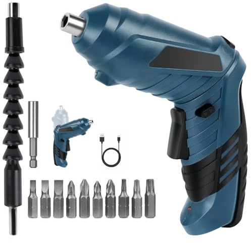 Flintronic Electric Screwdriver Cordless, 3.5N·m Max Torque Electric Screwdriver Kit with 12 Accessories, 3.6V/1300mAh Rechargeable Power Drill Driver, with USB Cable LED Light for Home Office DIY
