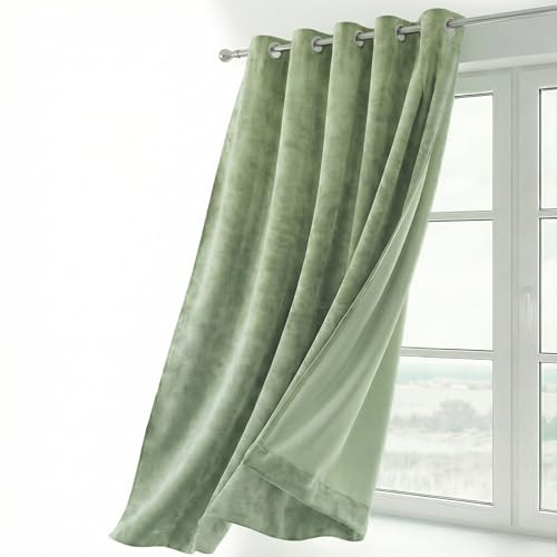 BEAUTEX Samtvorhang Ösen Hellgrün 140x145 cm Velvet Verdunkelung
