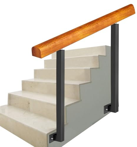 1–4 Stufen-Handlauf – Treppengeländer für Veranda-Stufen im Freien, Seitenwände – moderner Holz-Handlauf, Terrassengeländer mit Installationsset (Höhe 95 cm 140 cm/55 Zoll)