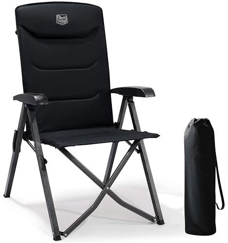 TIMBER RIDGE Campingstuhl Faltbar Hohe Lehne mit 4 Positionen verstellbar bis 150kg Klappstuhl Camping Gepolstert Faltstuhl Liegestuhl mit Tasche für Garten Balkon Wohnmobil