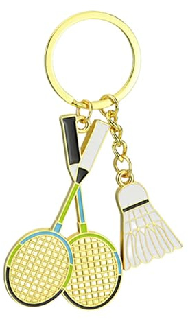 Badminton nyckelring, sport nyckelring, badminton fjäderboll nyckelring hänge gåvor söt badminton nyckelring resa nyckelring hänge, badmintonracket nyckelring, flerfärgad, Refer to description