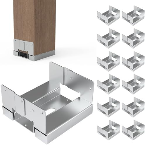 12 x 4 Pfostenanker, verstellbare Holzpfostenhalterungen, Metallpfostenhalter für Beton, für Terrasse, Pavillon, Pergola, verstellbare verzinkte Pfostenhalterung