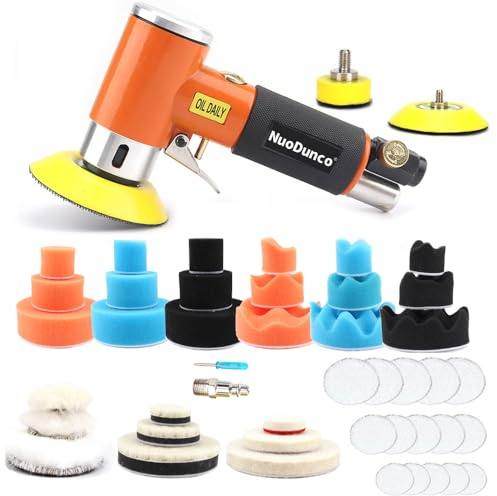 NuoDunco Mini Ponceuse excentrique，Air Sander Pour ponçage et polissage | Doté d’amortisseurs anti-fatigue manuelle, réglage vitesse rapide, faible bruit, pour polissage automobile