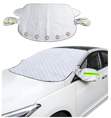 JNNJ Frontscheibenabdeckung, Sonnenschutz Auto Frontscheibe, Ultra-Dick Windschutzscheibenabdeckung, Autoabdeckung Winter, Windschutzscheibe Abdeckung Auto Gegen Schnee EIS Frost Staub UV(157x126cm)