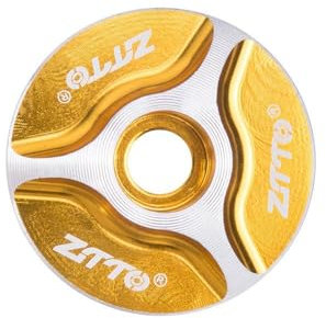LUOKEKE SteuersäTze Vorbau Top Cap Gabelrohr Aluminiumlegierung Abdeckung Fahrradzubehör Ahead Kappe(Yellow)