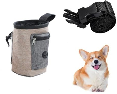 SUYUKU Hundeleckerli Tasche wasserdichte Hund Training Tasche Verstellbare Taille Gürtel Leckerlitasche für Hunde Eingebaute Poop Bag Hundezubehör für Welpen Hund Walking Bag (Braun)