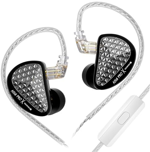 KZ AS16 PRO X - Auricolari in-ear HiFi da Gaming, 16 BA con driver ad armatura bilanciata, IEM, auricolari per musicisti, cantanti, audiofili, DJ, batteristi