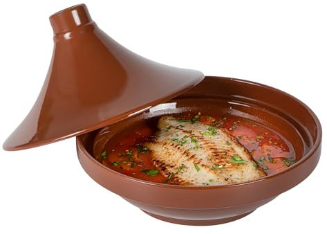 Restaurantware-Terra Tek 26 Ounce Terracotta Tagine Pot, 1 Microwavable Tagine Pot - Glazed Interior, Oven-Ready, Terracotta Serving Dish, Dishwashable, For Cooking And Serving