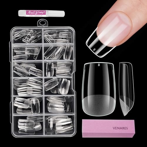 Künstliche Nägel zum Aufkleben Kurz, Venares 120 Stück nagel tips für gelnägel 12 Größen Kurze nagelspitzen tips, Pre-buff Vollständige Abdeckung Weiche Gelspitzen