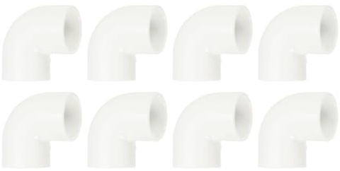 QUARKZMAN 8Pcs PVC Conector Codo de 90 Grados para Tubería de Agua, 20mm Interior Diámetro Conector de Tubería de PVC Codo de 2 Vías, Blanco