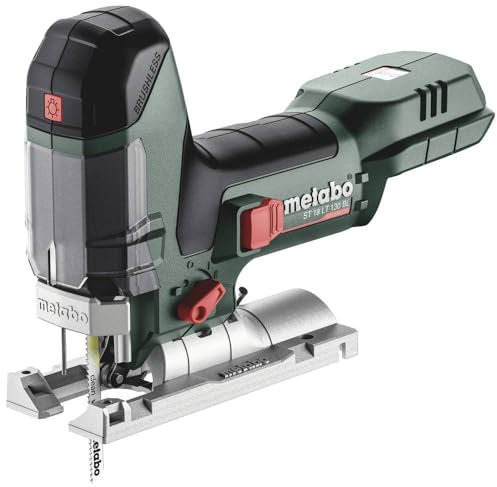 metabo Akku-Stichsäge ST 18 LT 130 BL - 18 V, 130 mm Schnitttiefe - Pendelhub, LED-Licht, werkzeugloser Sägeblattwechsel, Späneblasfunktion, Absaugung, für Holz, Metall & Kunststoff - Inkl. Zubehör