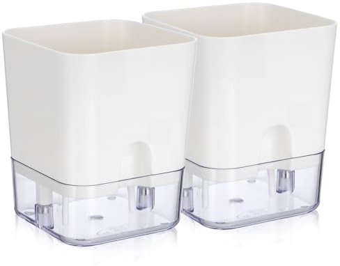 TOGEVAL 2pièces Pots De Fleurs Auto-arrosants Lot pour Bureau Et Maison Design Transparent pour Contrôle du Niveau Eau Pratique Et pour Petits Espaces