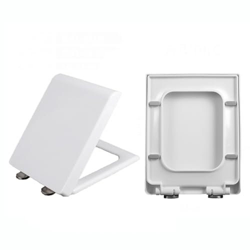 Brigtviee Tavoletta Water Universal Rettangolare,Quadrato Copriwater,Sedile WC Abbassamento Automatico,Copri Water A Sgancio Rapido,ASSE WC,Copri Water,Bianco,06C