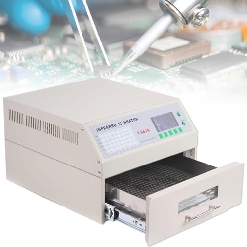 ERSINIAN Stazione di Saldatura con Forno a rifusione da Tavolo, saldatrice Professionale con Riscaldamento a infrarossi e circolazione dell'Aria Calda per la Saldatura SMT di PCB (T962A/1500W)
