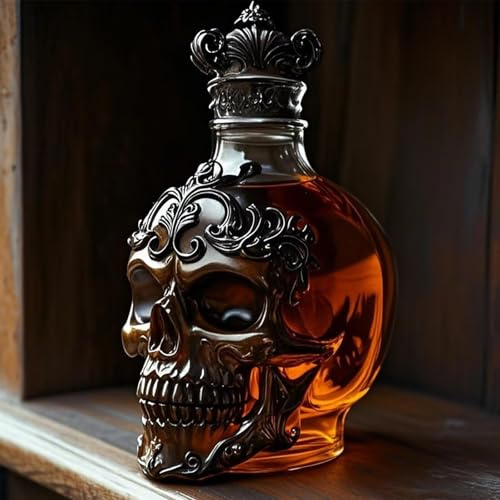 Carafe A Decanter Vin - Decanter Whisky Figurine, Carafe À Whisky En Verre, Nouvelle Bouteille De Whisky Amusante 2025, Magnifiques Statues En Verre Gravé, Accessoires De Bar, Cadeaux De Noël(Skull 1)