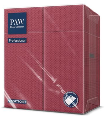 PAW Besteckservietten 1/8-Falz, 50 Stück Soft Point - Bordeaux | Fertige Bestecktasche, Tisch in Sekunden eindecken, weich und lebensmittelecht, ideal für die Gastronomie
