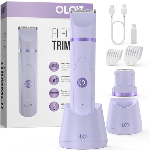 Bikini Trimmer Women - Painless Lady Shaver for Women, Rechargeable Women's Electric Shavers, IPX7 Waterproof Electric Razor for Body Legs, Underarms, Pubic Hair,Purple