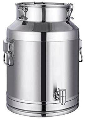 Bidon de transport de lait hermétique en acier inoxydable de 20 L – Boîte de rangement pour lait, vin, huile et thé avec couvercle hermétique et distributeur de robinet – et résistant à la rouille