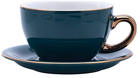 KazeRyu Ensemble De Tasses Et Soucoupes À Café De Luxe En Céramique - Motif Doré For Le Thé Et Le Latte De L'après-midi
