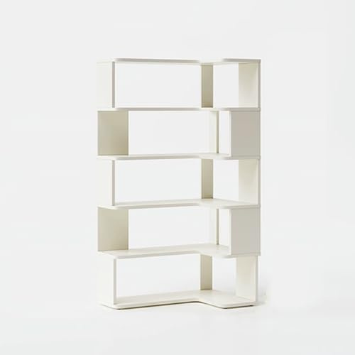 5-Tier Tall Corner Bookshelf, 191cm Narrow Etagere Shelf for Small Spaces, Open Bookcase Display for Living Room, Modern White Corner Storage Solution