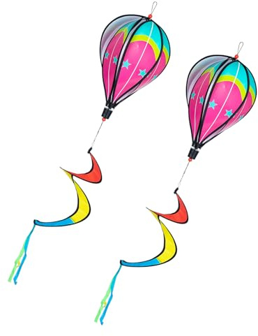 Abaodam Moulin à Vent De Montgolfière Spirale Colorée 2 Pièces pour Décoration Suspendue De Jardin Extérieur Léger Et Festif
