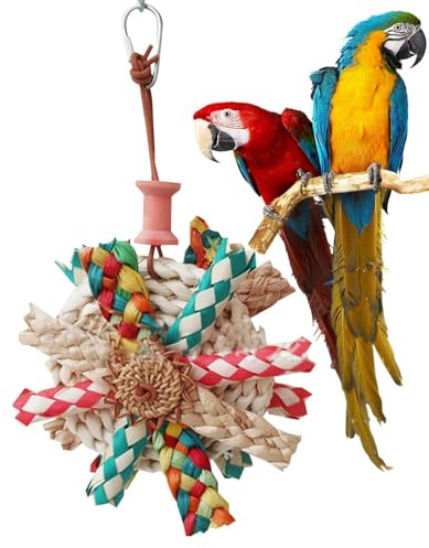 Juguetes para triturar pájaros, de búsqueda de paja orgánico para | periquitos, periquitos y cacatúas, cuenta con gancho de seguridad de acero inoxidable 304 de enlace rápido para evitar que se
