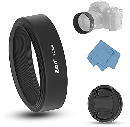 SIOTI paraluce in metallo con messa a fuoco standard + panno di pulizia + copriobiettivo per obiettivo Canon Nikon Canon Fuji Pentax Sumsung Leica standard