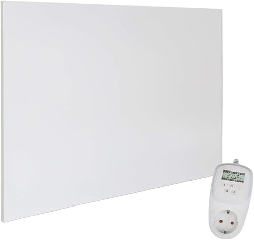 VIESTA® H1200 Chauffage infrarouge 1200 W – Panneau 100×120 cm, Carbon Crystal, sans cadre, mural/plafond, IP20, TÜV/GS, protection surchauffe, incl. thermostat enfichable TH12 (7 jours)