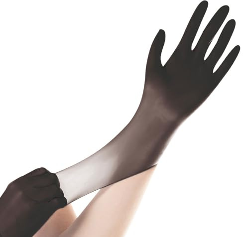 FRANZ MENSCH Hygostar Nitrilhandschuhe Safe Super Stretch, schwarz, Gr. 10/XL | puderfrei, 1000 Stück, extrem dehnbar, Einweghandschuh, Einmalhandschuh super elastisch