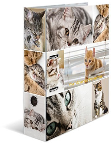 Herma Motivordner mit goldgefärbter Gravur / DIN A4 / 70mm breit / Katzen