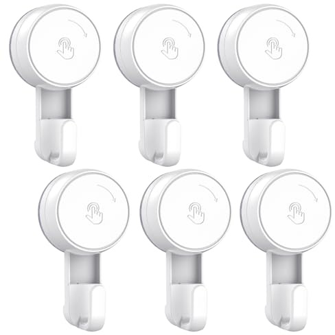 LUXEAR - Ganchos de ventosa potentes y resistentes para ducha, puerta de vidrio, ventana, impermeable para baño, cocina, paquete de 6