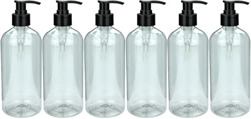 6 x Leere transparente PET Flaschen 1000ml klar mit Spenderpumpe schwarz Seifenspender Dosierspender Dosierer Klarsicht-Flaschen Dispenser