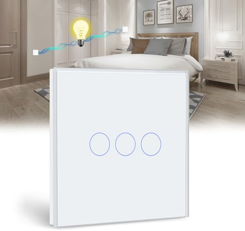 BSEED Interruptor Táctil de Pared 3 Gang 2 Vías Con Panel de Vidrio Templado - Blanco