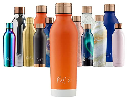 Root7 Bottle | Stainless Steel Water Bottle | Orange Split 500 ml | Double Walled & Copper Insulated | Reusable Thermal Flask | BPA Free, Leak - Proof Bottle | Cold for 30 Hours & Hot for 20 Hours
