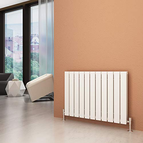ELEGANT 600 x 836 mm White Column Horizontal Designer Radiators Double Flat Panel Horizontal Radiator, Modern Central Heating Space Saving Radiators