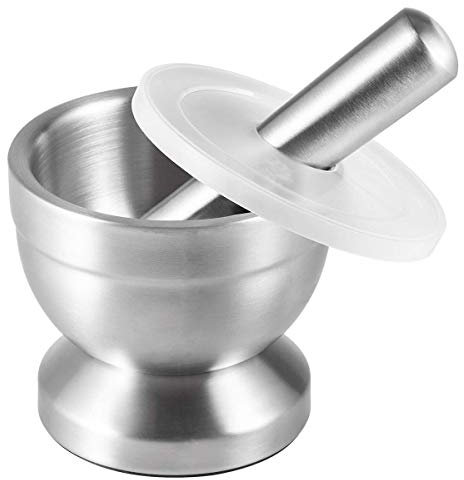 Set de Mortier et Pilon en Acier Inoxydable pour Ail Epices Herbe Médecine Mortier et pilon/Moulin à épices/– Heavy Duty – alimentaire et sans BPA,M