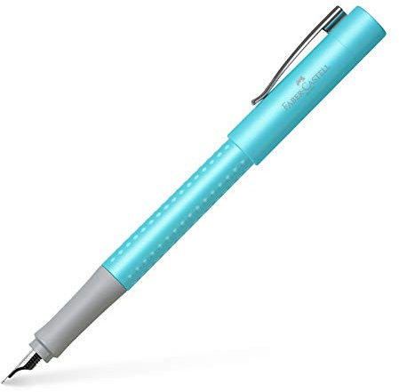 Faber Castell 140986 - Füller Grip Pearl Edition, Feder M, türkis, 1 Stück
